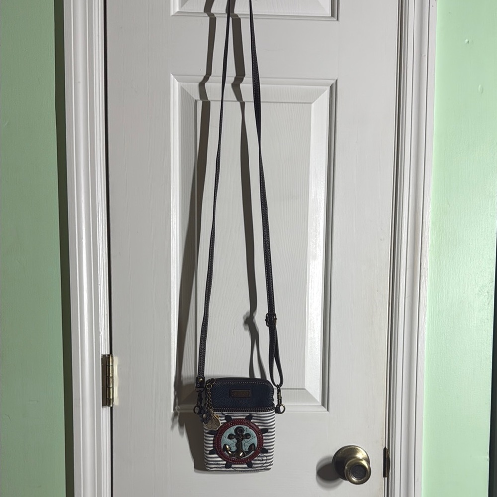 Chala Nautical Striped Anchor Small Adjustable Strap Crossbody Bag